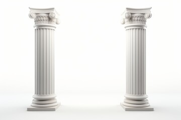 Obraz premium Pair of roman columns set against a clean white background for versatile design use
