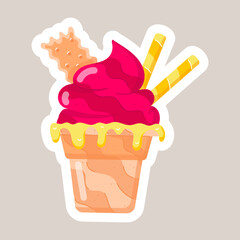 Pack of Cream Desserts Flat Style Stickers 


