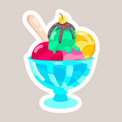 Pack of Cream Desserts Flat Style Stickers 


