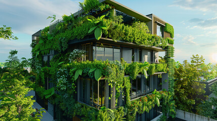 Fototapeta na wymiar Sustainable Architecture: Eco-Friendly Building Design with Greenery