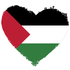 Palestine flag in heart shape isolated on transparent background.