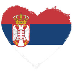 Serbia flag in heart shape isolated on transparent background.