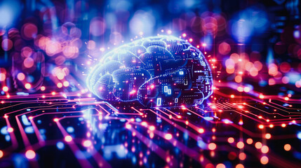 Abstract Backgrounds, Electronic brain and Concept of artificial intelligence(AI) ,white circuit board lines