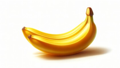 Isolated Banana Fruit. Yellow Fresh Juicy Exotic Tropical Healthy Food Symbol. Organic Vegetarian Menu Element. Healthy Diet Meal Close Up Banana. - obrazy, fototapety, plakaty