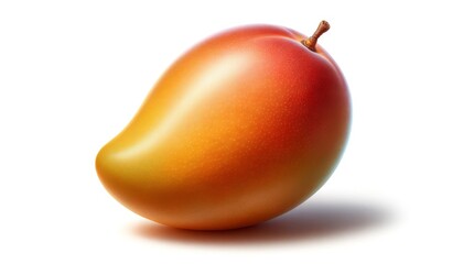 Isolated Mango Fruit. Orange Yellow Fresh Juicy Exotic Tropical Healthy Food Symbol. Organic Vegetarian Menu Element. Healthy Diet Meal Close Up Mango.