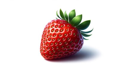 Isolated Strawberry Berry. Red Fresh Juicy Healthy Food Berry Symbol. Organic Vegetarian Menu Element. Healthy Diet Meal Close Up Strawberry.