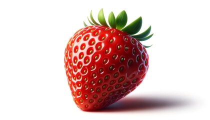 Isolated Strawberry Berry. Red Fresh Juicy Healthy Food Berry Symbol. Organic Vegetarian Menu Element. Healthy Diet Meal Close Up Strawberry.