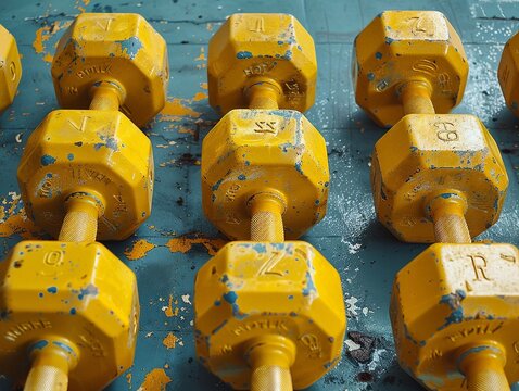 marine yellow weights, gym motivation style