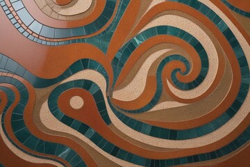 Warm-Toned Natural Stone Mosaic Swirl Background