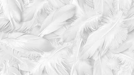 a white feathers background, presenting an abstract pattern texture reminiscent of delicate feathers, ideal for nature-themed concepts and romantic wedding card decorations SEAMLESS PATTERN