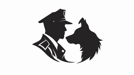Vector illustration of police officer with dog