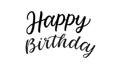 Handwritten brush lettering Happy Birthday on a white background. Typographic design. Greeting card.