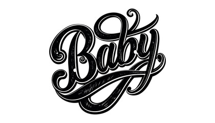 Baby - calligraphic inscription on a white background. Vector illustration.