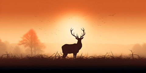 silhouette of deer.HD deer sunlight nature wallpapers