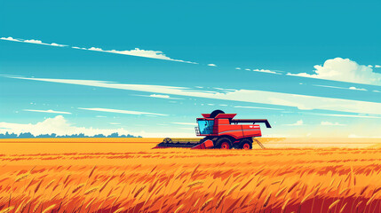 Vector art of a combine harvester