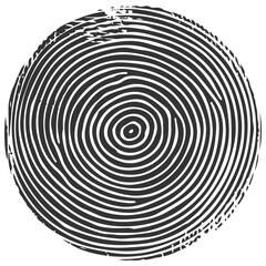 Fototapeta premium Vector icon or logo depicting a black fingerprint silhouette.