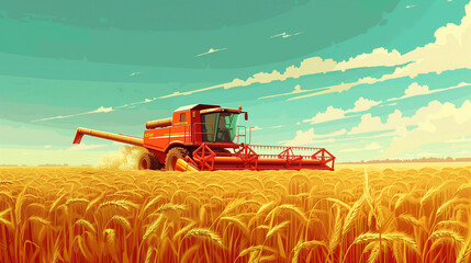Vector art of a combine harvester