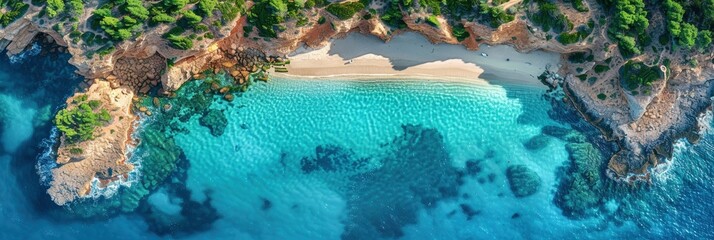 Fototapeta na wymiar Aerial View Island Formentera Mediterranea, Background HD, Illustrations