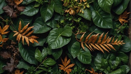 Obraz premium An arranged composition of leaves and branches