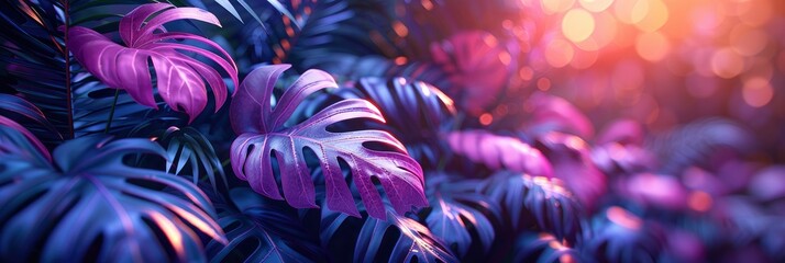 Aesthetic Shadow Palm Leaves On Violet, Background HD, Illustrations