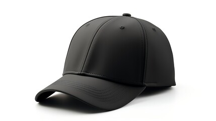 Sleek Style Statement - Isolated Black Baseball Cap on White Background - obrazy, fototapety, plakaty
