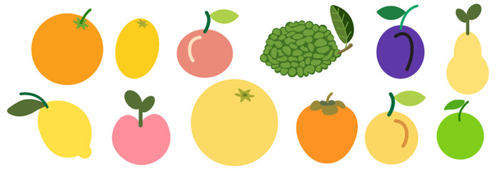 set of colored isolated fruits in flat style in vector. image of natural healthy eco food.template for logo sticker poster print decor design app web page