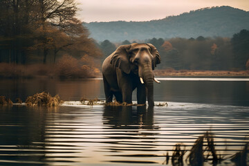 Gentle Elephant by Riverbank