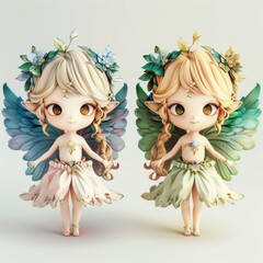 Collection sets of cute cartoon character angel with wings - 770785311