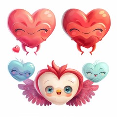Artistic 3D vector illustration of cute cartoon heart with wings - 770785354