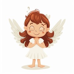 Cute cartoon character angel with wings - 770785502