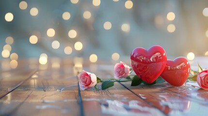 Heart on table with bokeh background - 770785525