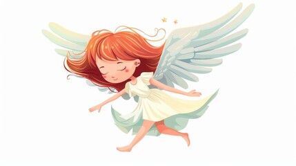 Cute cartoon character angel with wings - 770785765