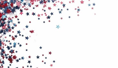 Blue, red, and white stars background with copy space on the right side Generative AI