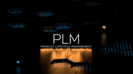 PLM product lifecycle management a glowing acronym. PLM business concept.3D render