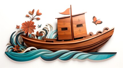 Wooden Boat cutout 