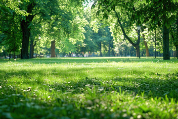 empty green park grass, Generative Ai