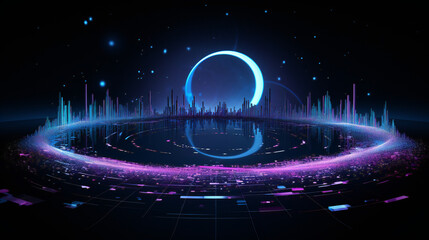 visualization of an infinti loop of sci-fi neon technology background