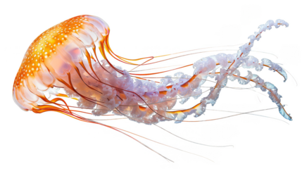 Jovial jellyfish dancing gracefully in the rhythm of the ocean waves isolate on transparent background, cutout, png