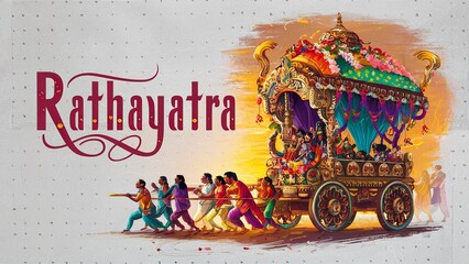 Happy Rathayatra, Rathayatra wishes greeting illustration.
