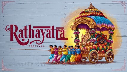 Happy Rathayatra, Rathayatra wishes greeting illustration. - obrazy, fototapety, plakaty