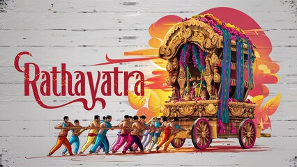 Happy Rathayatra, Rathayatra wishes greeting illustration. - obrazy, fototapety, plakaty