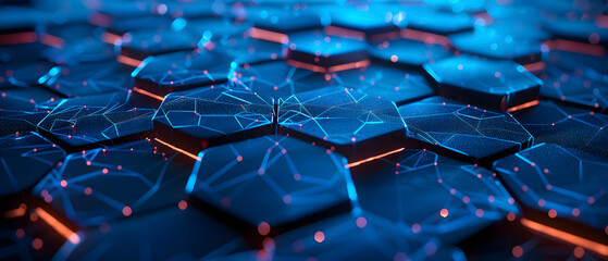 Obraz premium Sleek cybersecurity firewall of hexagonal force fields protecting network infrastructure, malware tentacles