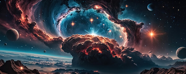 Cosmic Canvas: Painting the Sky with Nebulous Brushstrokes - obrazy, fototapety, plakaty