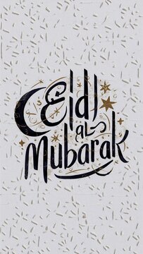 Typography Eid Al Adha. Eid Mubarak Greeting Islamic Illustration with lantern