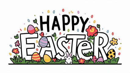 Trendy Easter design with typography. Happy Easter greeting Illustration.
