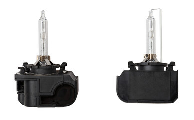 Xenon is a new lamp for automotive headlights on a white background. Gas-discharge lighting devices...