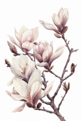 Obraz premium Magnolia vector illustration, white and light yellow 