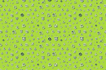 Seamless ecology icons template on green background