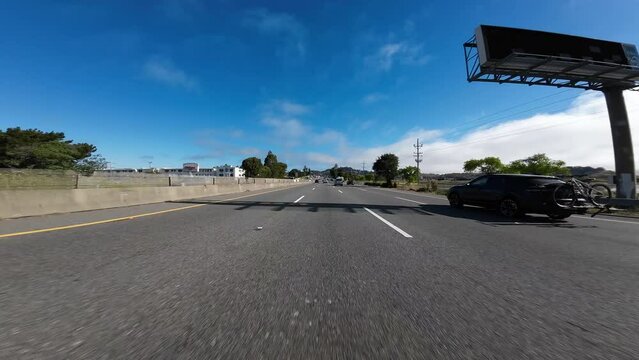 San Francisco Bay Area Strawberry Freeway 101 North 03 Front View Driving Plates of Marin County California USA Ultra Wide
