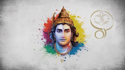 Trendy Ram Navami typography. Lord Rama illustration for Ram Navami festival. - obrazy, fototapety, plakaty